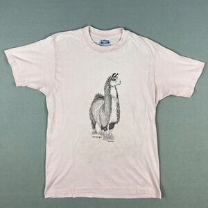 VTG Hanes Llama Graphic T-Shirt Fits Small Single Stitch Animal Print 1987 USA‎